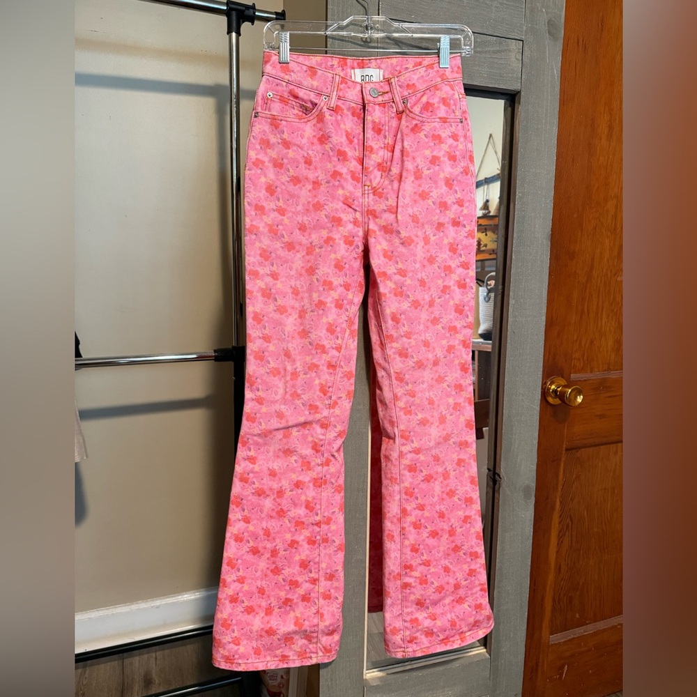 BDG - High Rise Pink Floral Flare Jean - 25
